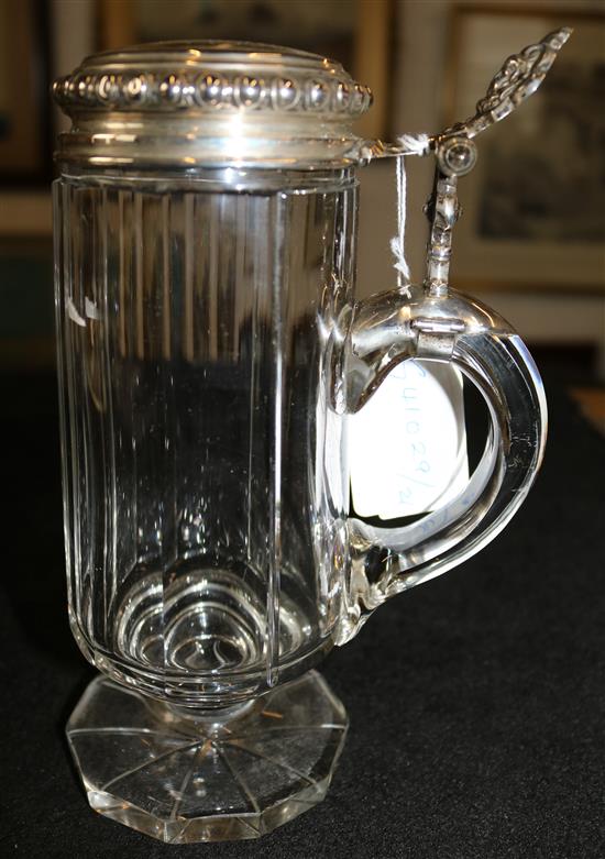 Silver topped beer flagon